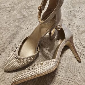 Elegant Beige Woven Heels By Latigo...